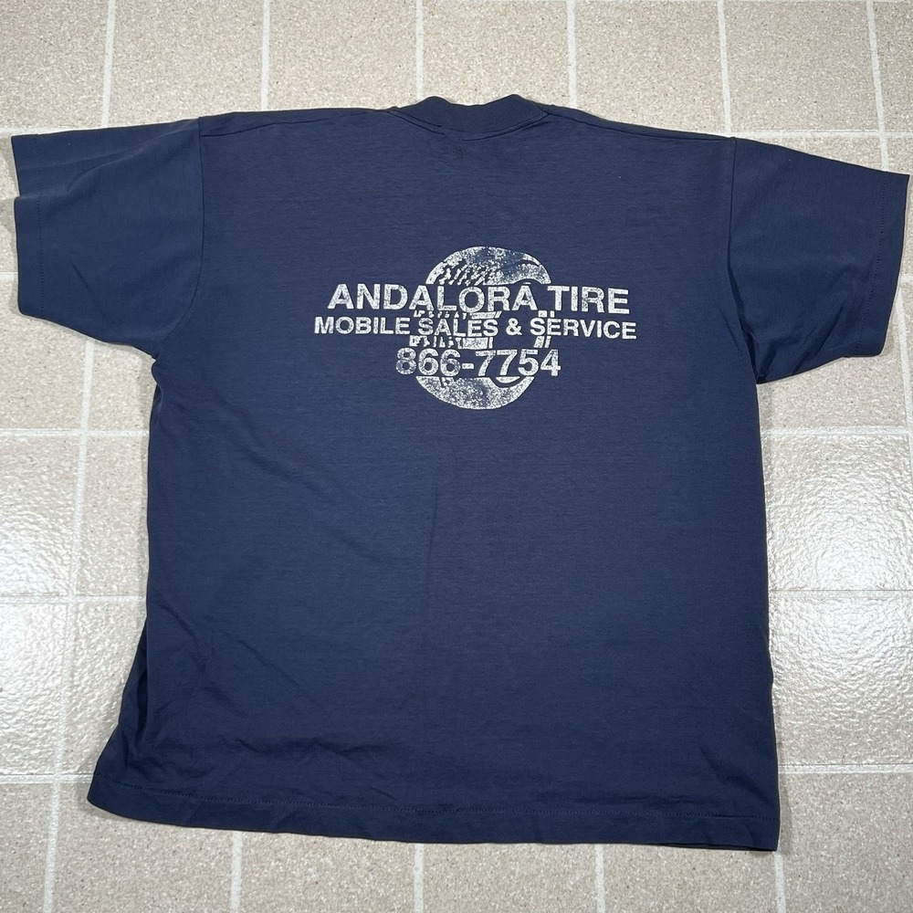 Vintage‎ Made In USA Single Stitch Andalora Tire Shop Tshirt Size XL - Picture 3 of 6